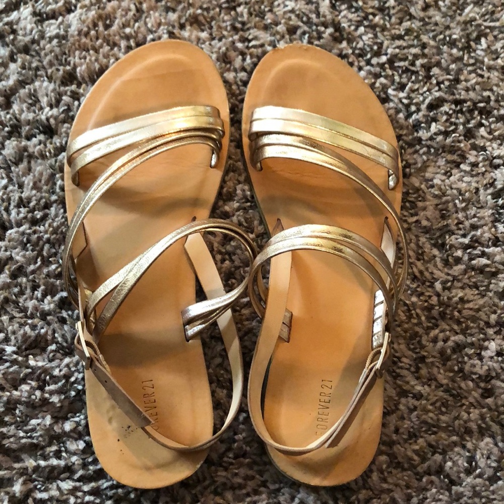 Gold strappy sandals